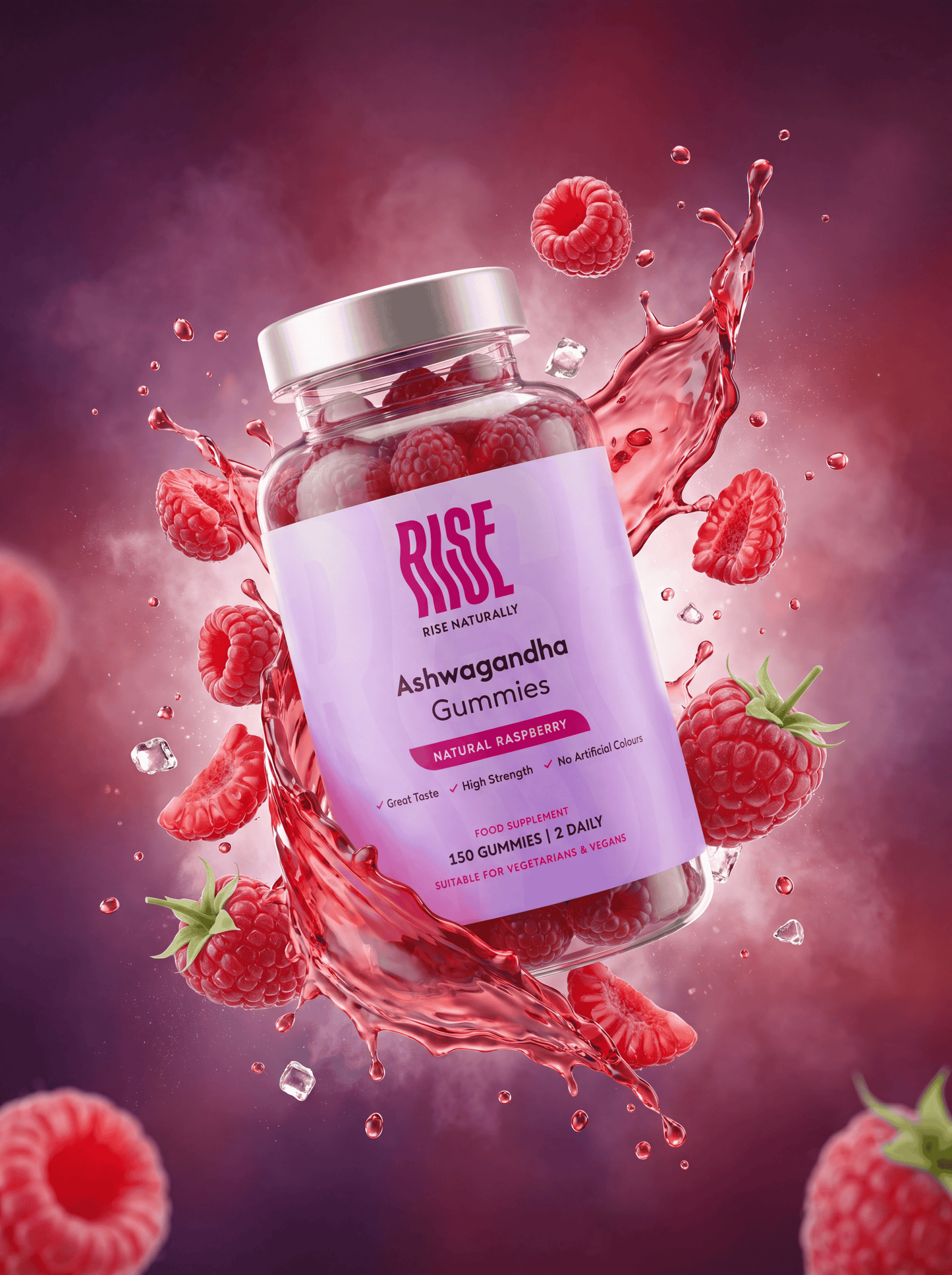 Ashwagandha 600mg - 150 Natural Raspberry Flavour Gummies