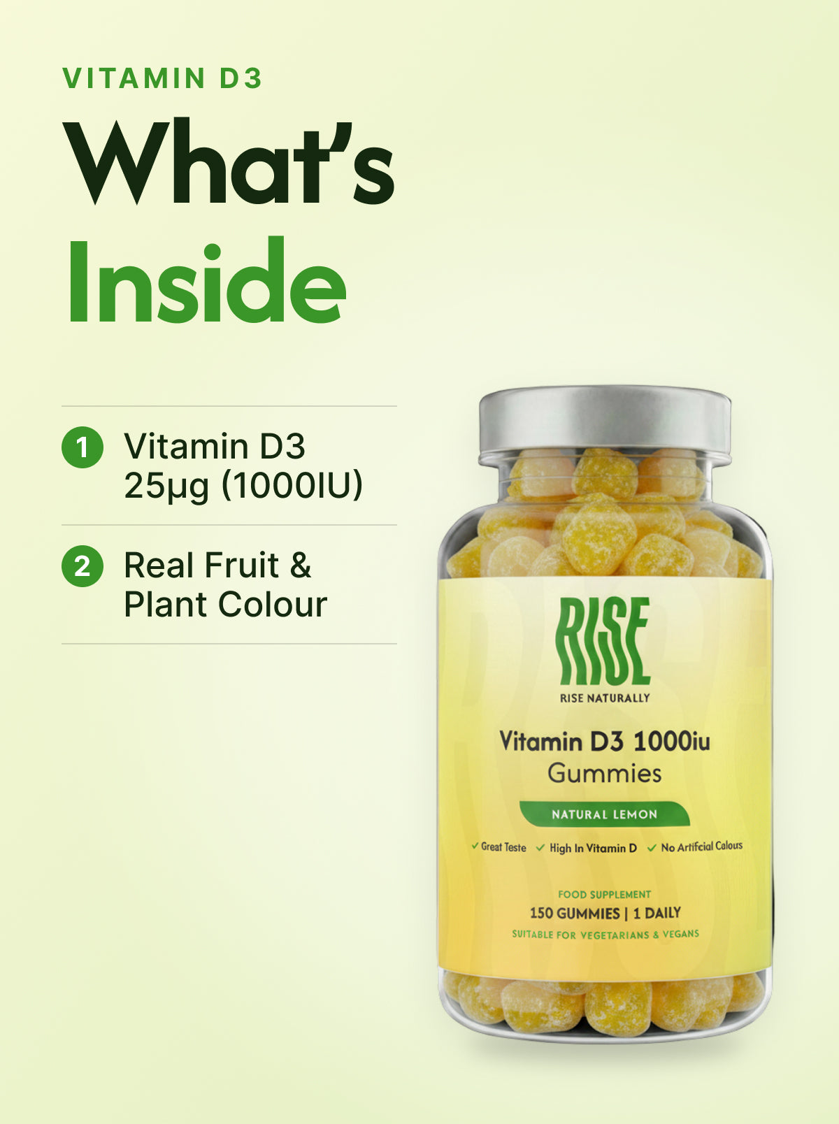 Vitamin D3 1000iu - 150 Lemon Flavour Gummies (150 Days · 16p A Day)