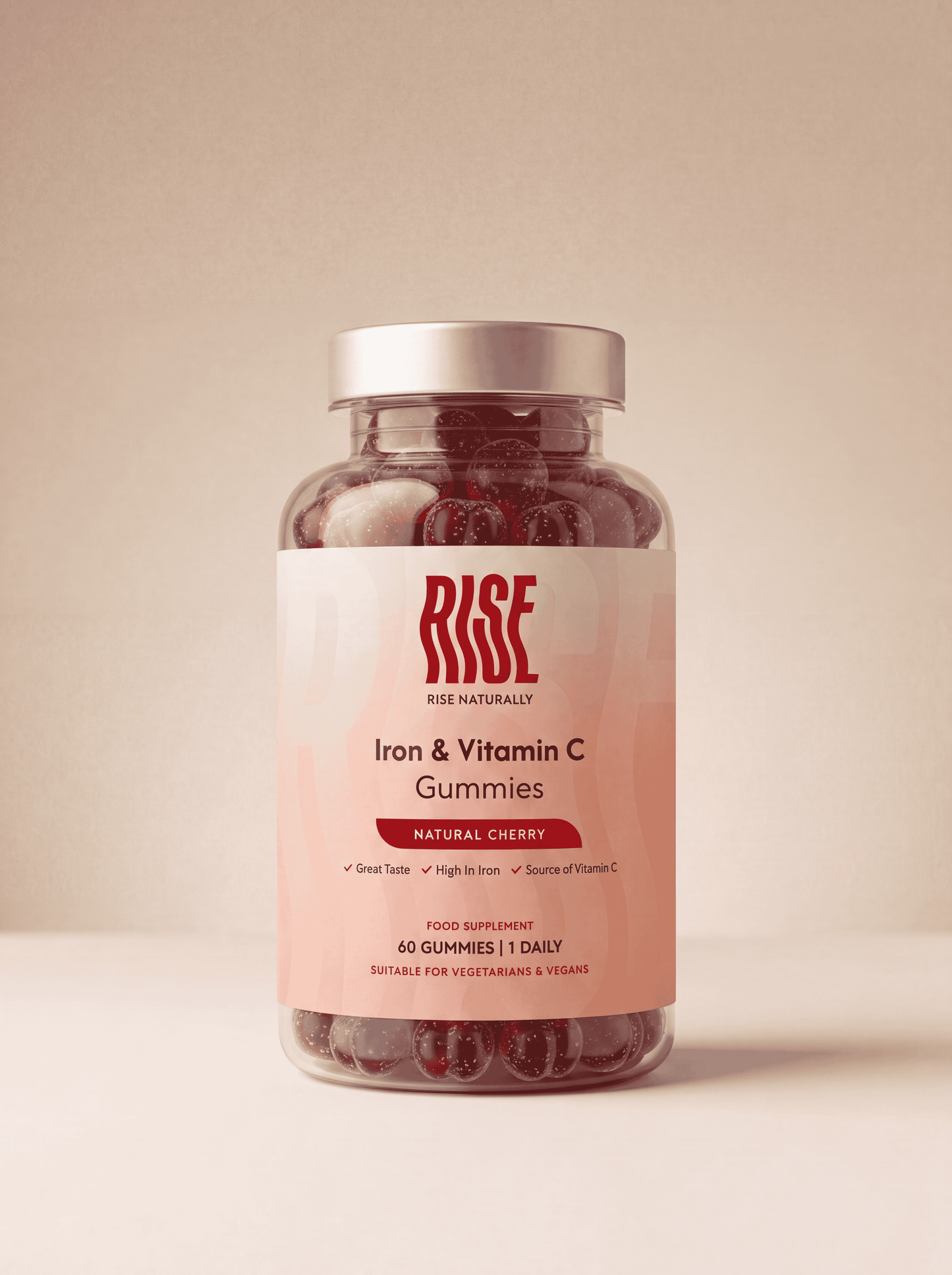 Iron & Vitamin C - 60 Natural Cherry Flavour Gummies