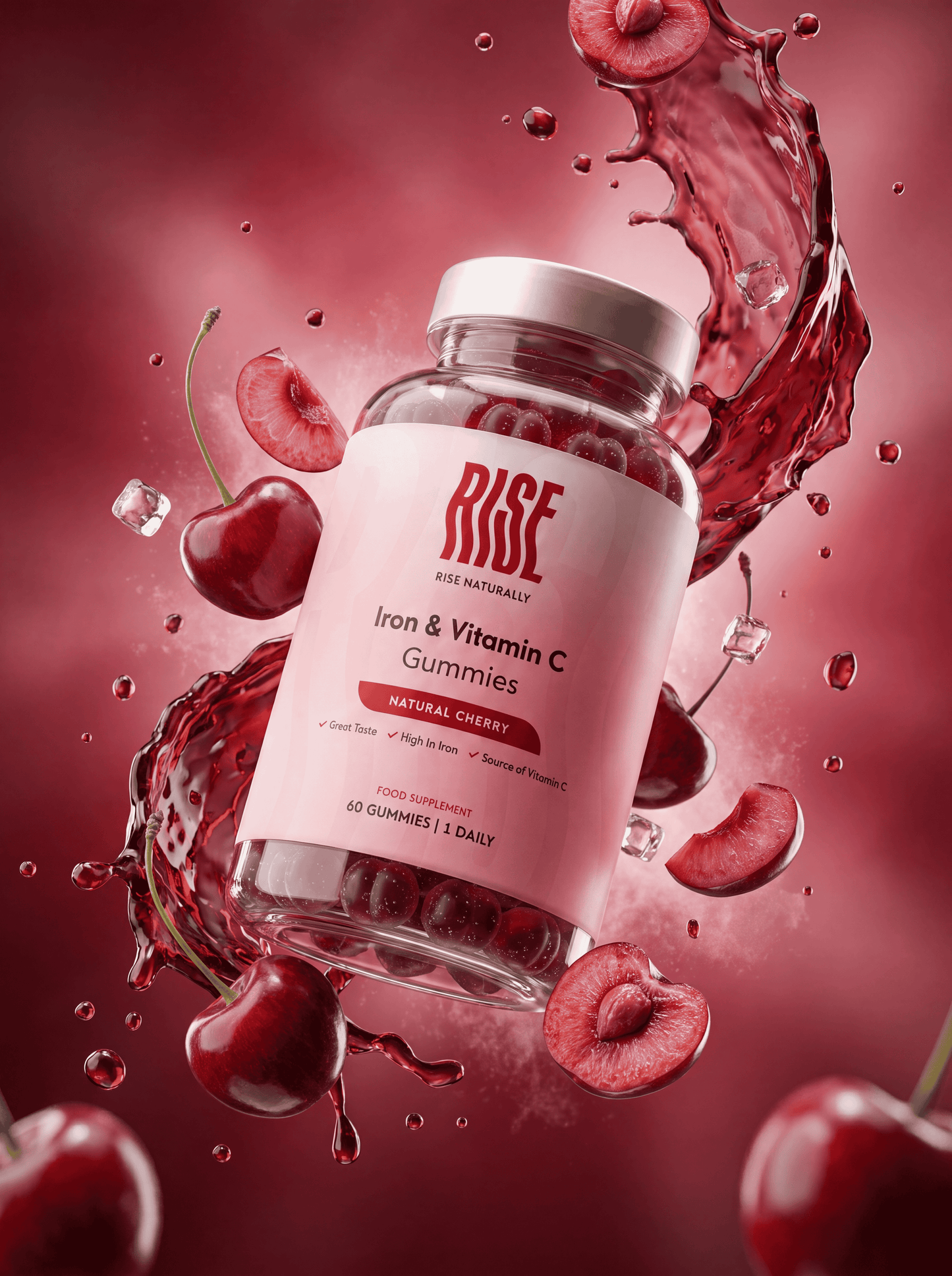 Iron & Vitamin C - 60 Natural Cherry Flavour Gummies